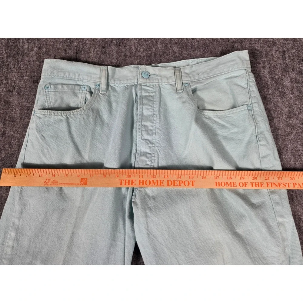 Levis 501 Original Fit Jeans 40x30 Light Mint Ice Blue Pastel Button Fly